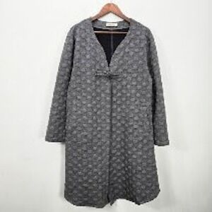 Mordenmiss Longline Knit Cardigan Duster L Gray Polka Dot Bubble Lagenlook Coat
